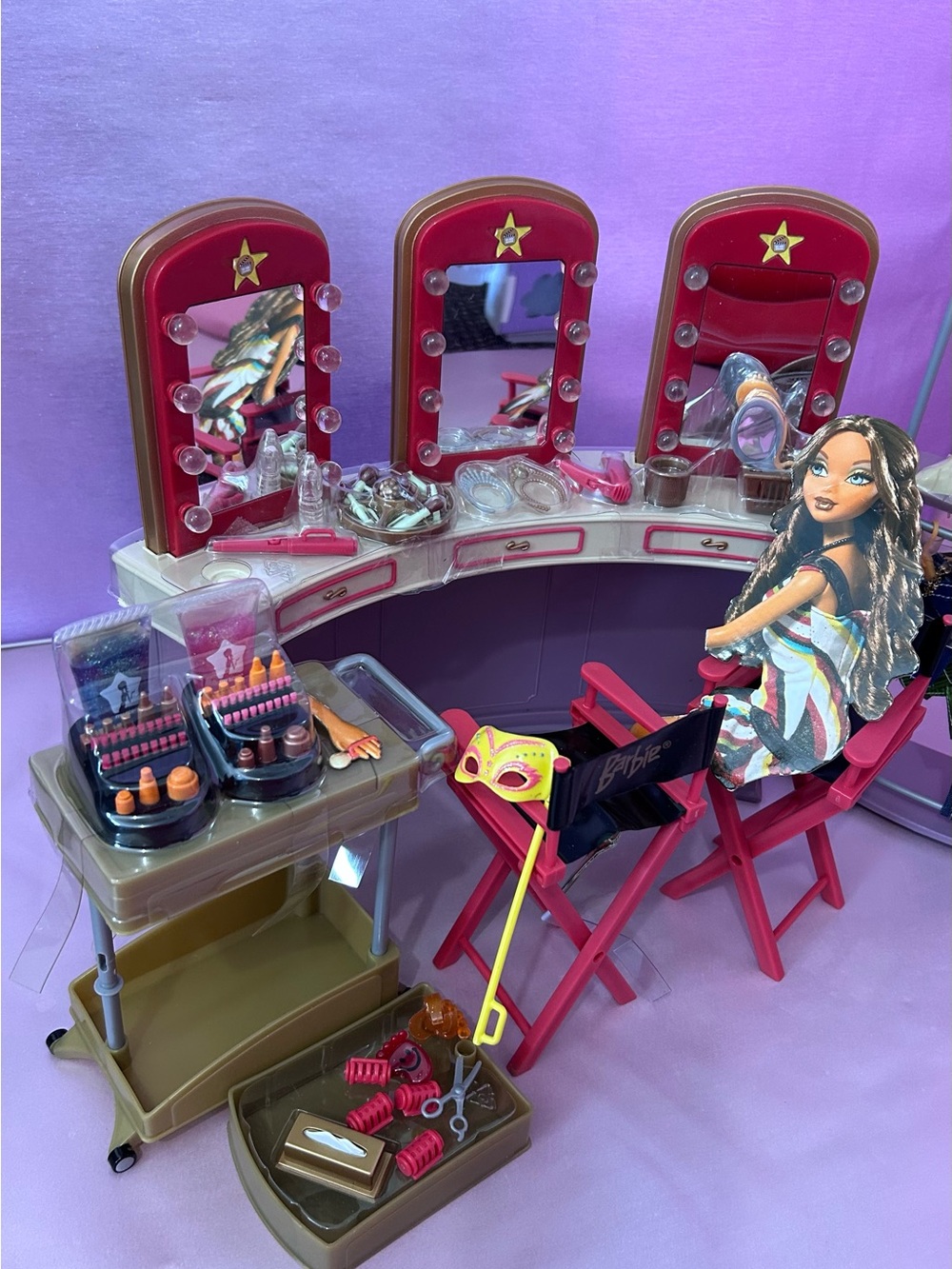 Barbie Pink Red Vanity Makeup Playset